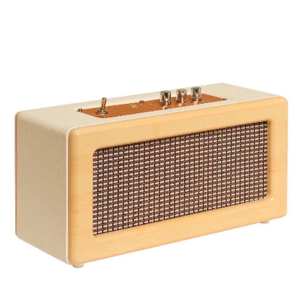 Sharper Image Vtg inspire Bluetooth Speaker Wood White Retro Mid‎ Century Modern